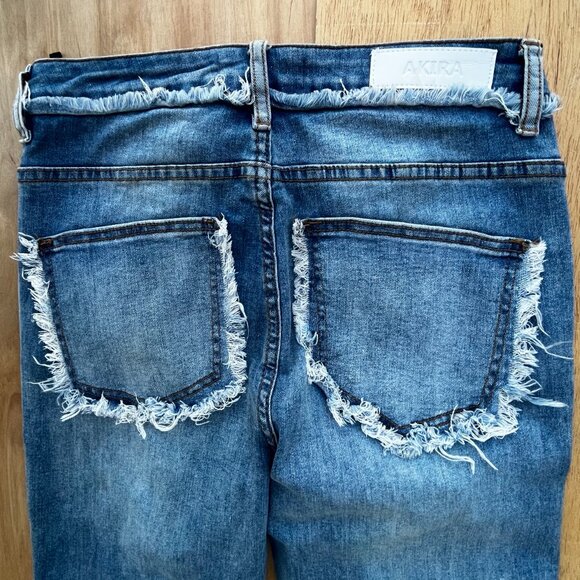 AKIRA MAYA FRAY MID RISE SKINNY WOMEN’S JEANS sz 7 W27 Dark Wash STRETCHY NWT - Picture 7 of 15